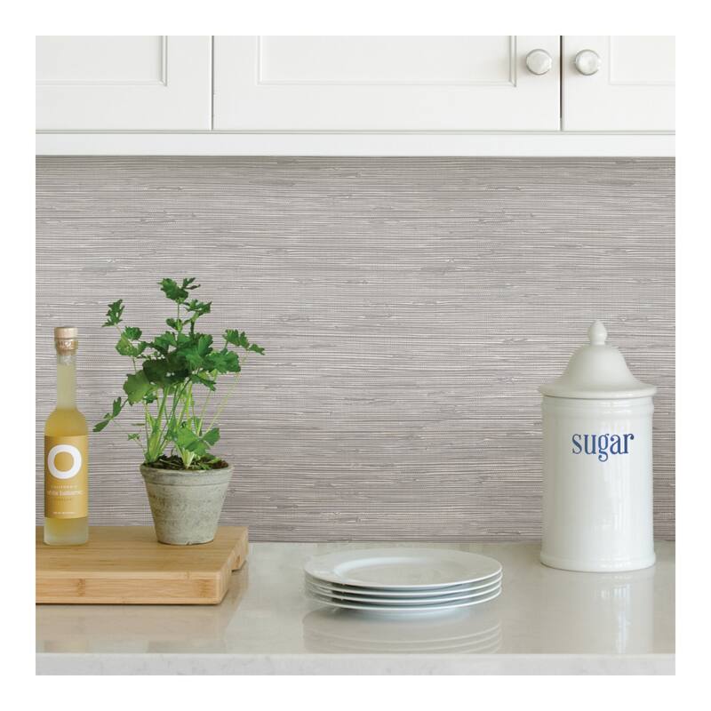 NuWallpaper Tibetan Grasscloth Silver Peel & Stick Wallpaper - 216in x 20.5in x 0.025in