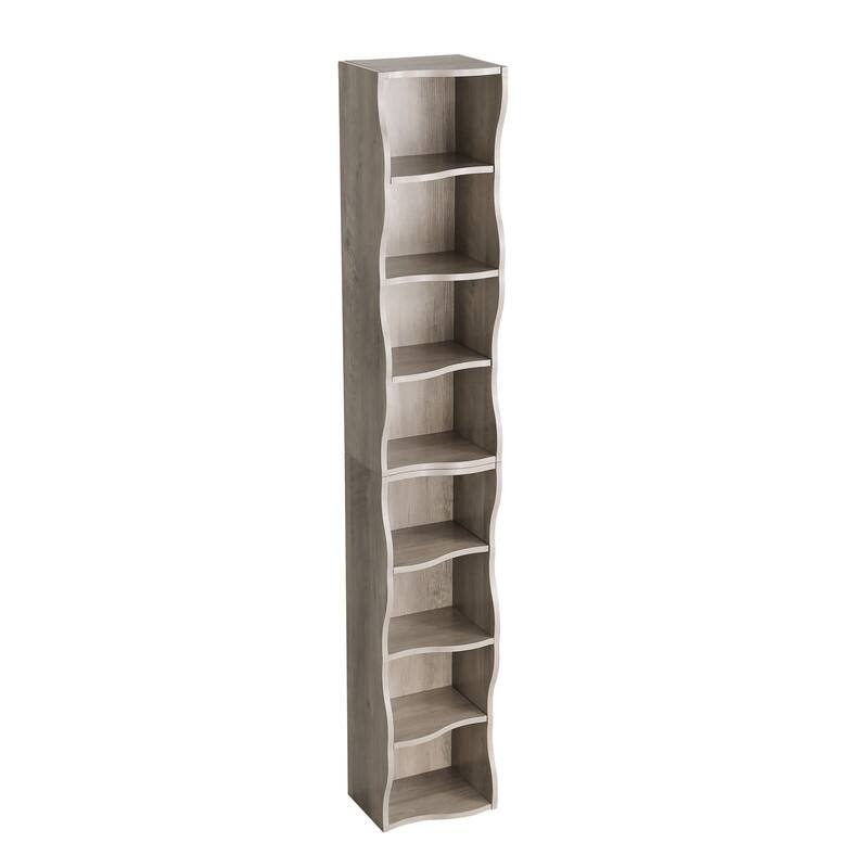 Wavy Border 8-Tier Adjustle Shelf - Modular Ultra-Thin Bookcase for Home Office & Display