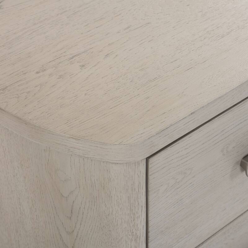 Furniture of America Weegin Modern White Oak Wood 2-Drawer Nightstand with USB Ports