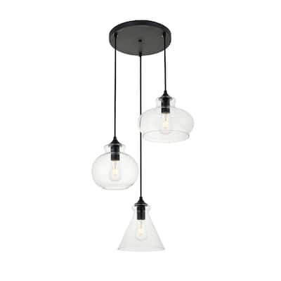 Clear Glass 3-light Adjustable Pendant Lamp