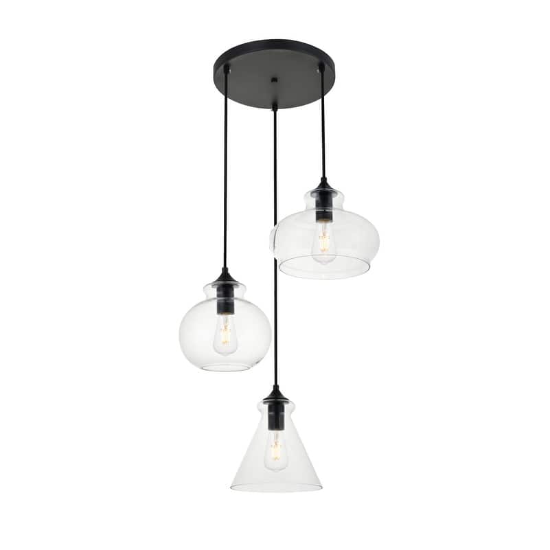 Clear Glass 3-light Adjustable Pendant Lamp