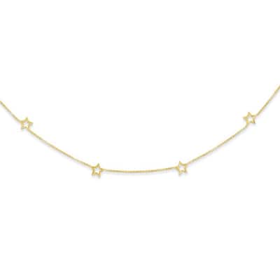 Curata 14k Yellow Gold Polished Adjustable Star Necklace, 16"
