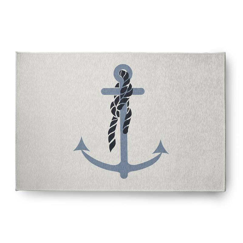 Anchor and Rope Nautical Indoor/Outdoor Rug - Dusty Smoke - 4' x 6'