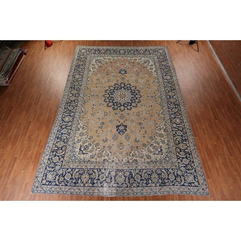 Large Najafabad Persian Vintage Area Rug Hand-Knotted Wool Carpet - 11'7" x 17'4"