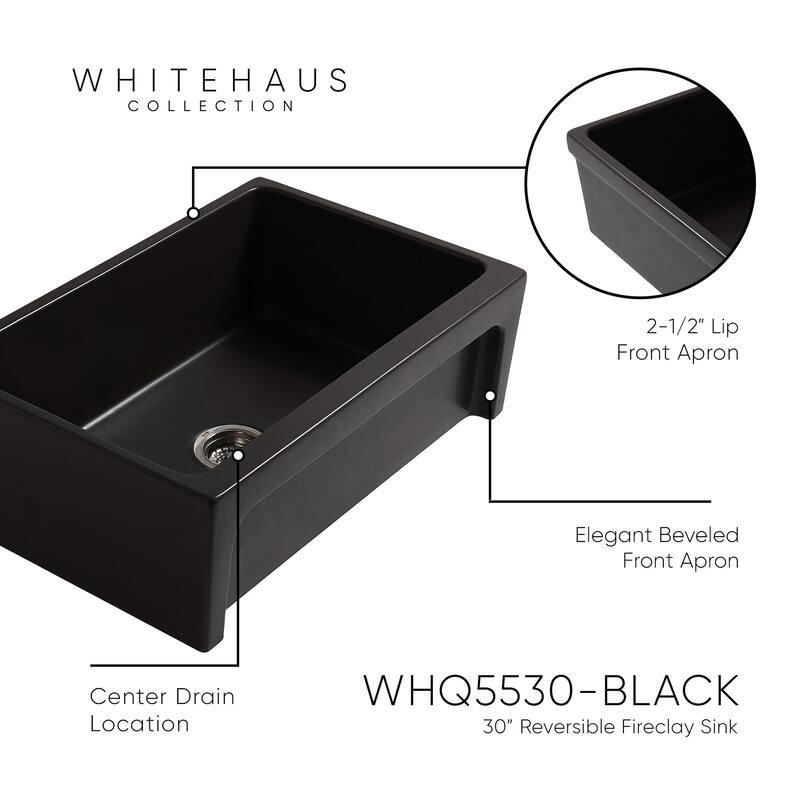 Whitehaus Glencove 30" Farmhouse Single Basin Fireclay Kitchen Sink