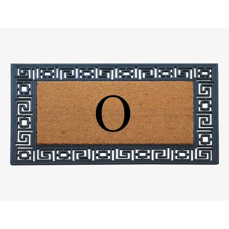 A1HC First Impression Carson Rubber and Coir 24" X 36", Heavy Duty, Easy to Clean Outdoor Monogrammed Doormat - Monogrammed O