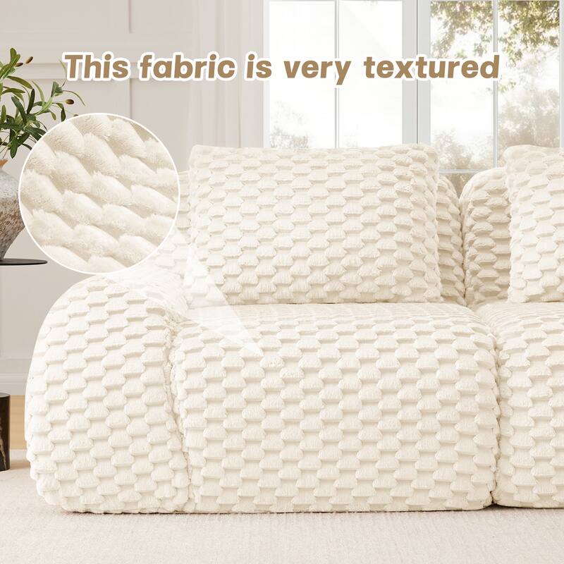 Roomfitters 82" Modular Sectional Sofa, Highly Textured Flannelette "Boneless" Couch with Deep Seating and Footrest