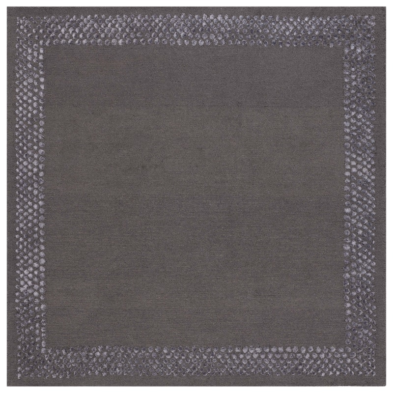 SAFAVIEH Handmade Glamour Printed Border Viscose Rug - 6' Square - Dark Grey