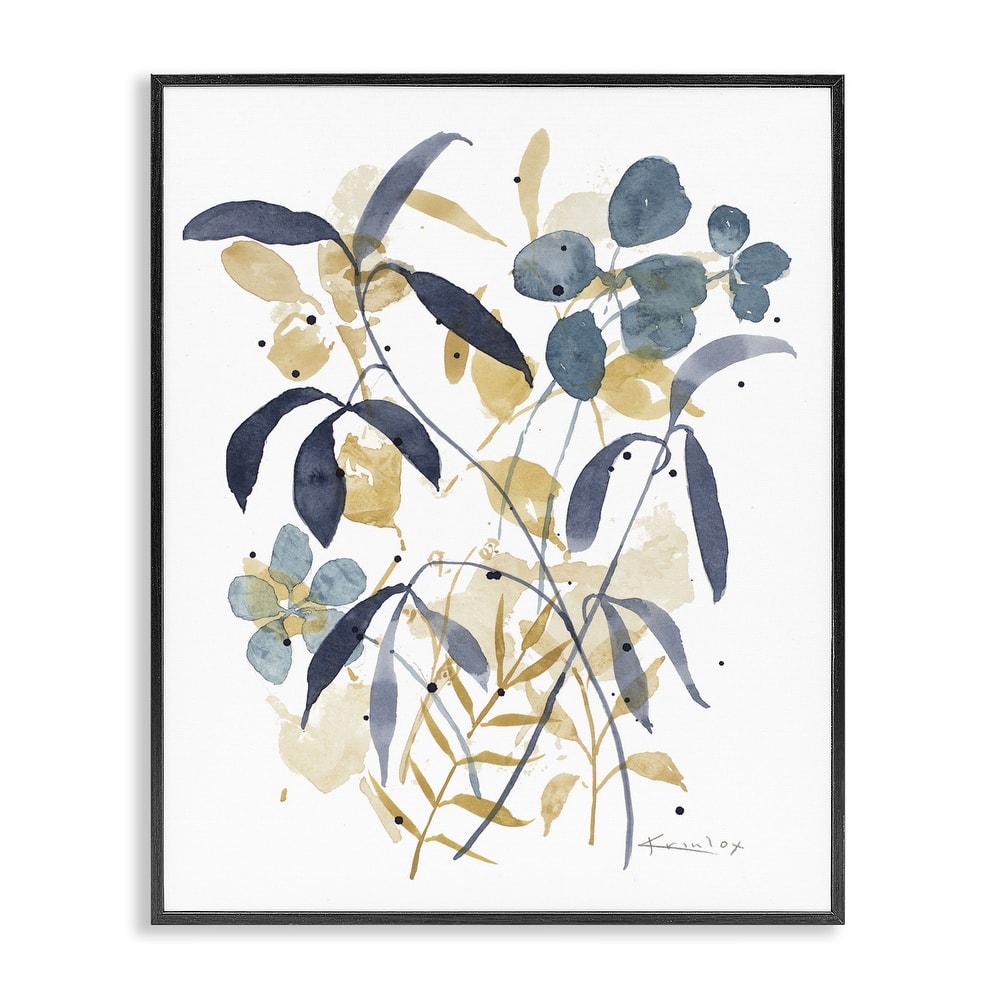 Stupell Blue & Yellow Plant Impressions Framed Giclee Art Design By Krinlox