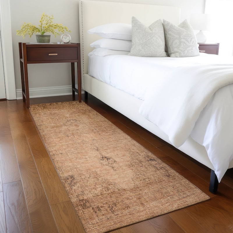 Machine Washable Indoor/ Outdoor Chantille Vintage Traditional Rug - Copper - 2'3" x 7'6"
