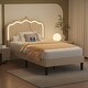preview thumbnail 10 of 17, VECELO Upholstered Platform Kids Bed Frame with Headboard & LED Lights,Twin Size Bed Set of 2