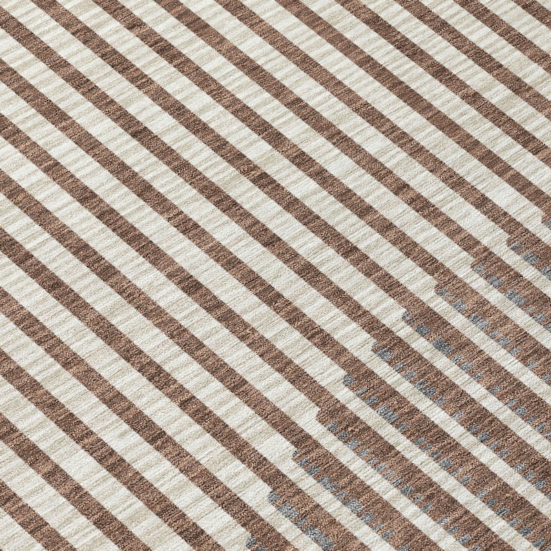 Machine Washable Indoor/ Outdoor Abstract Stripe Chantille Rug