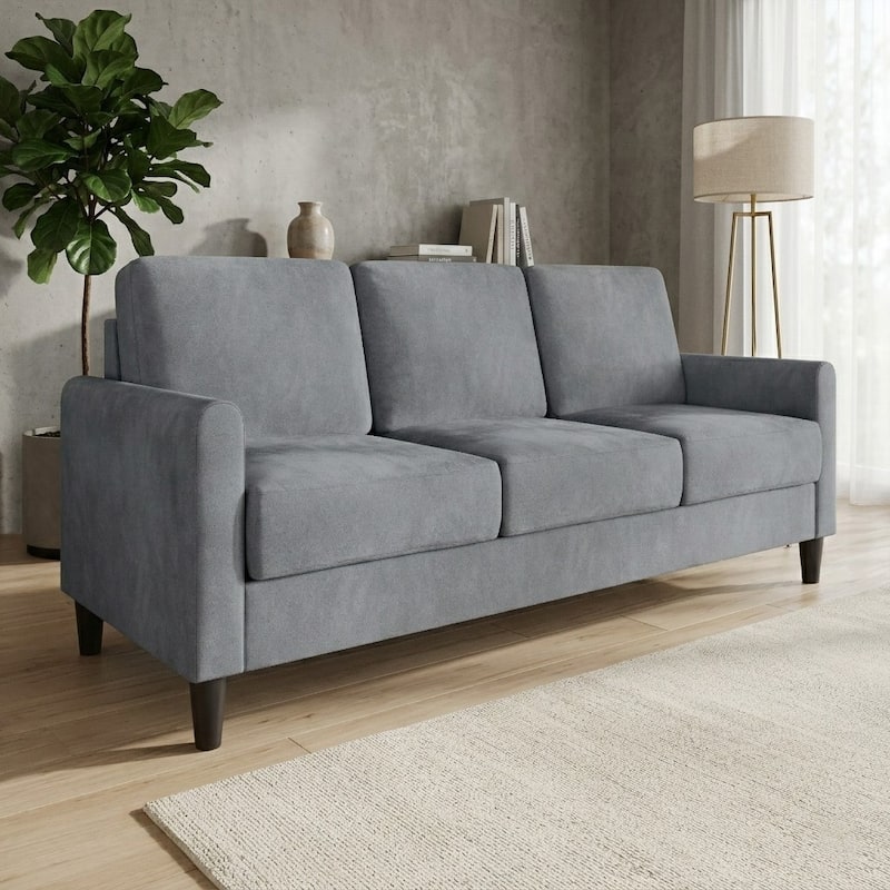 Clayfell Goliad Velvet Arm Sofa with Pocket Spring, Soft Cushions, Clean Lines Design