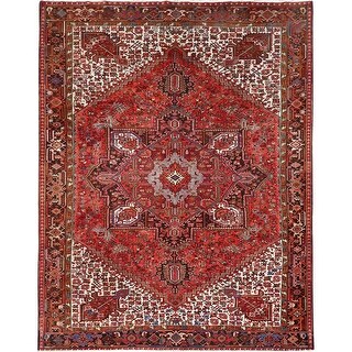 Shahbanu Rugs Imperial Red Pure Wool Hand Knotted Vintage Bohemian ...