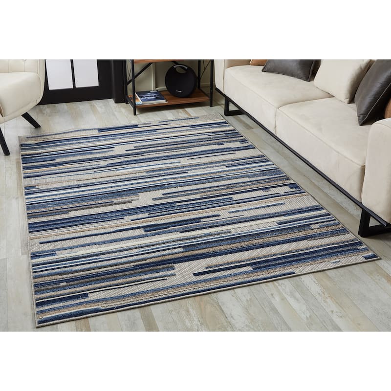 Domani Napa Ombre Textured Stripe Indoor/ Outdoor Rug