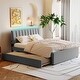 preview thumbnail 18 of 32, Eye-catching Design Teddy Fleece Upholstered Platform Bed with Twin XL Trundle, LED Light, Queen Size Grey