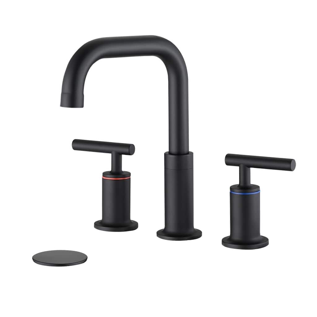 Topcraft 8 Inch Widespread Two Handle Bathroom Faucet Pop-Up Drain