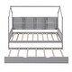 preview thumbnail 7 of 29, Wooden Twin Size House Bed with Trundle,Kids Bed with Shelf, Gray