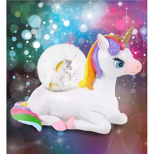 CoTa Global Unicorn Snow Globe Magical Rainbow with Sparkling