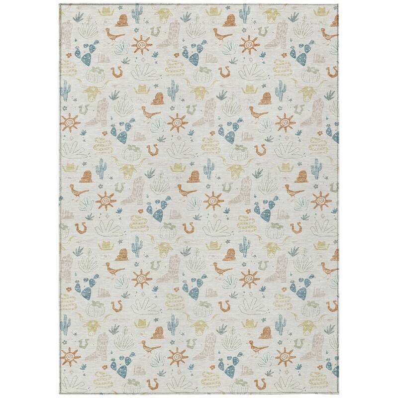 Machine Washable Indoor/ Outdoor Cowboy Ranch Chantille Rug