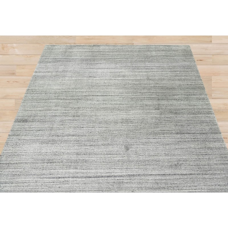 Hand Knotted Tone On Tone Gray Tibetan Wool Modern Oriental Area Rug