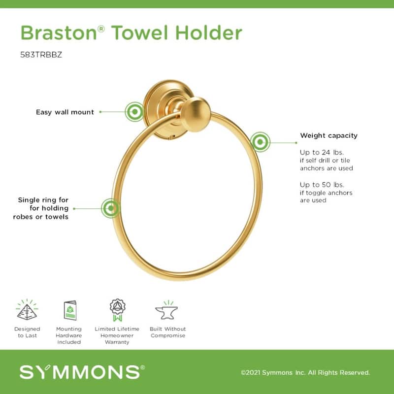 Symmons 583TR Braston 6" Wall Mounted Towel Ring