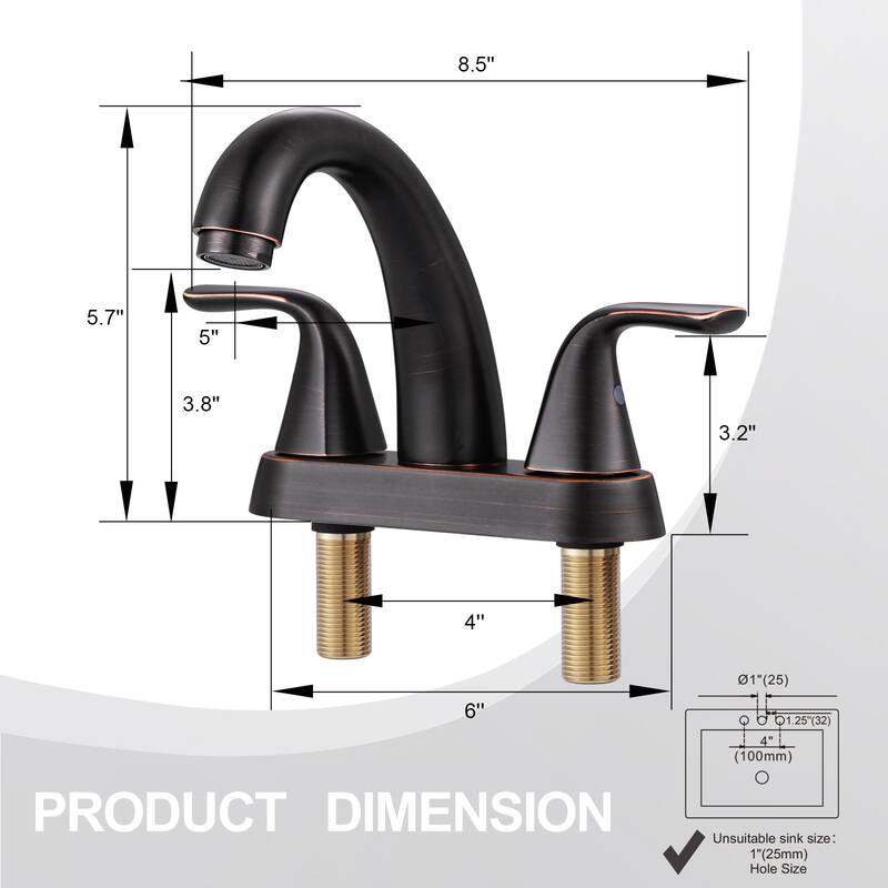 WOWOW 4 in. Centerset Double Handle High Arc Bathroom Sink Faucet