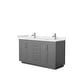 preview thumbnail 5 of 114, Miranda Double Vanity Set, Cultured Marble Top, No Mirror 60-Inch Double - Dark Gray, Nickel Trim, White Cultured Marble Top