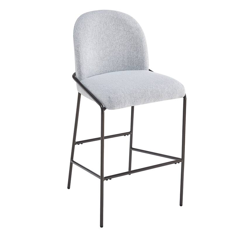 Indoor Metal Upholstered Barstool, Antique Bronze Finish Frame with Fabric, Set of 2