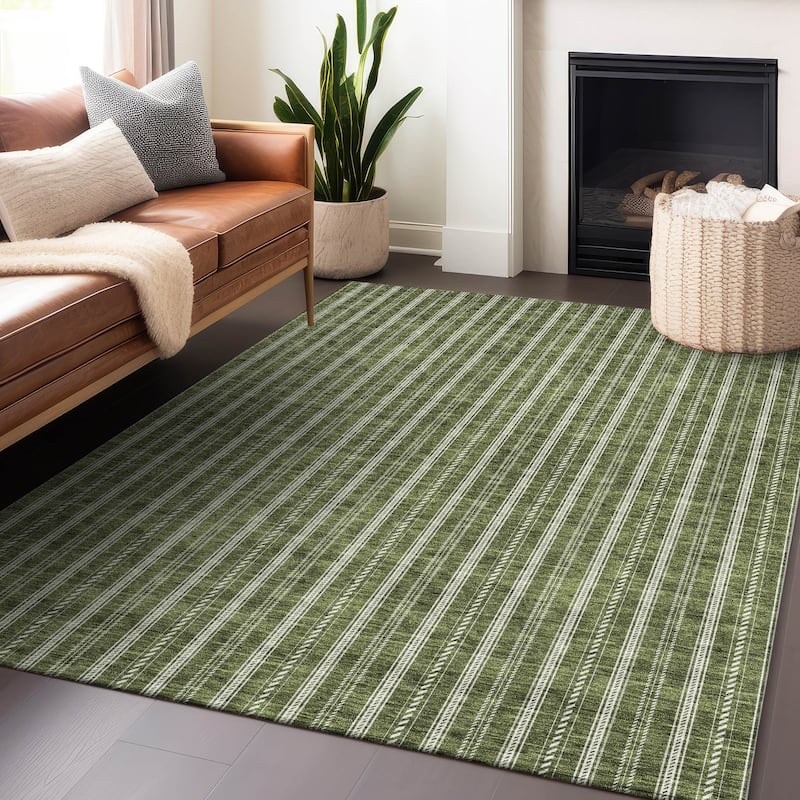 Machine Washable Indoor/ Outdoor Chantille Stripe Twist Rug