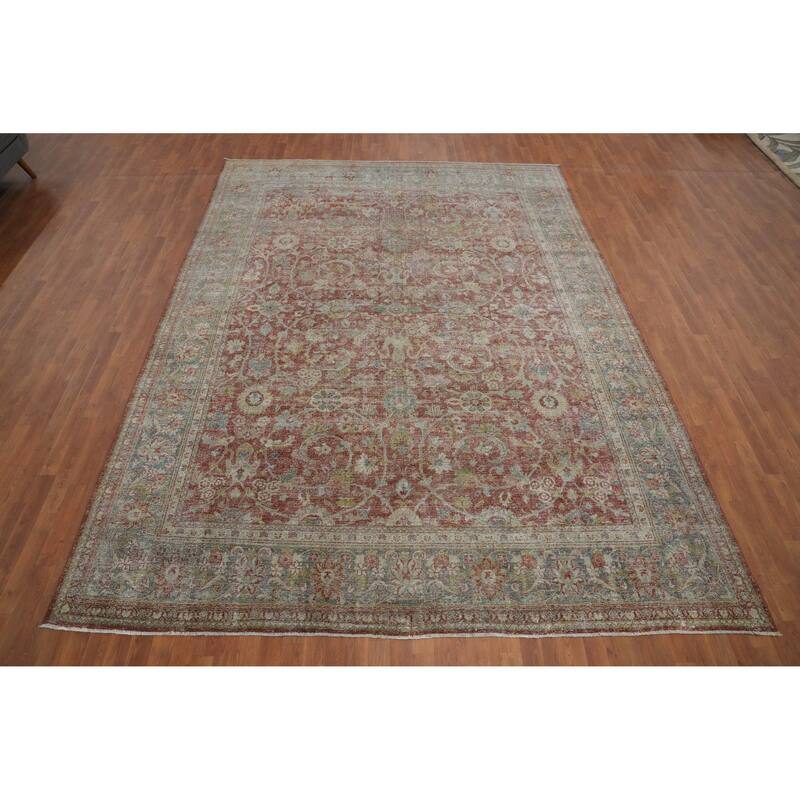 Hand Knotted Oriental 100% Wool Carpet Traditional All-Over Oranges & Rust Sultanabad (Ziegler) Area Rug - 12' 9'' X 9' 5''