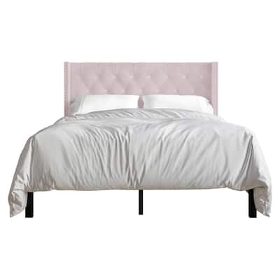 CraftPorch Luxurious Velvet Wingback Tufted Upholstered Bed