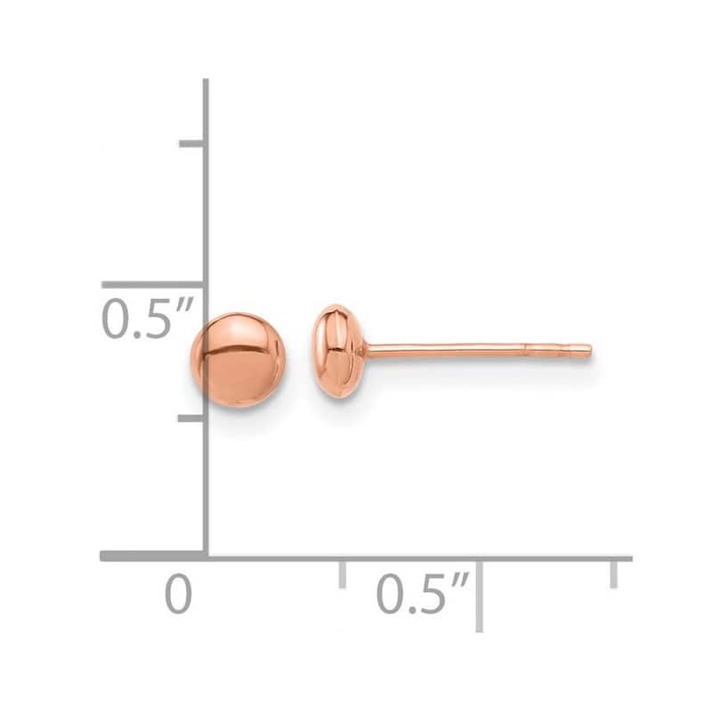 Curata 14k Rose Gold Polished Button Post Earrings - 4.4x4.4mm