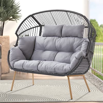 2 Person Outdoor Patio Double Egg Chair - Dark Grey