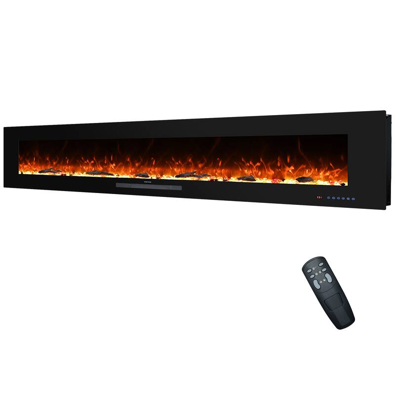 50 in. Wall Mounted and Recessed Electric Fireplace,13 Flame Colors