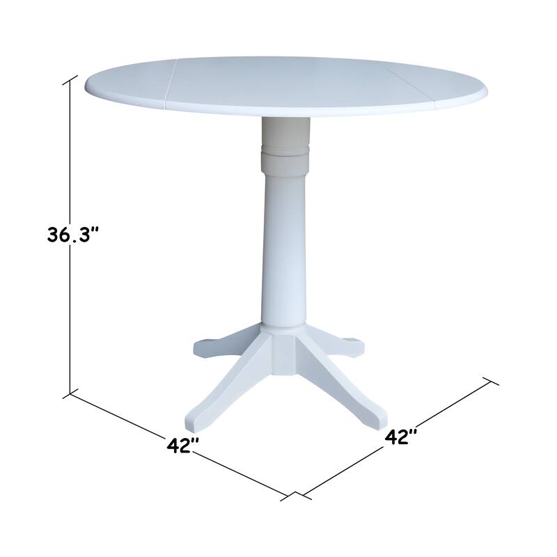 42 In Round Top Drop Leaf Table with 2 Counter Height Stools