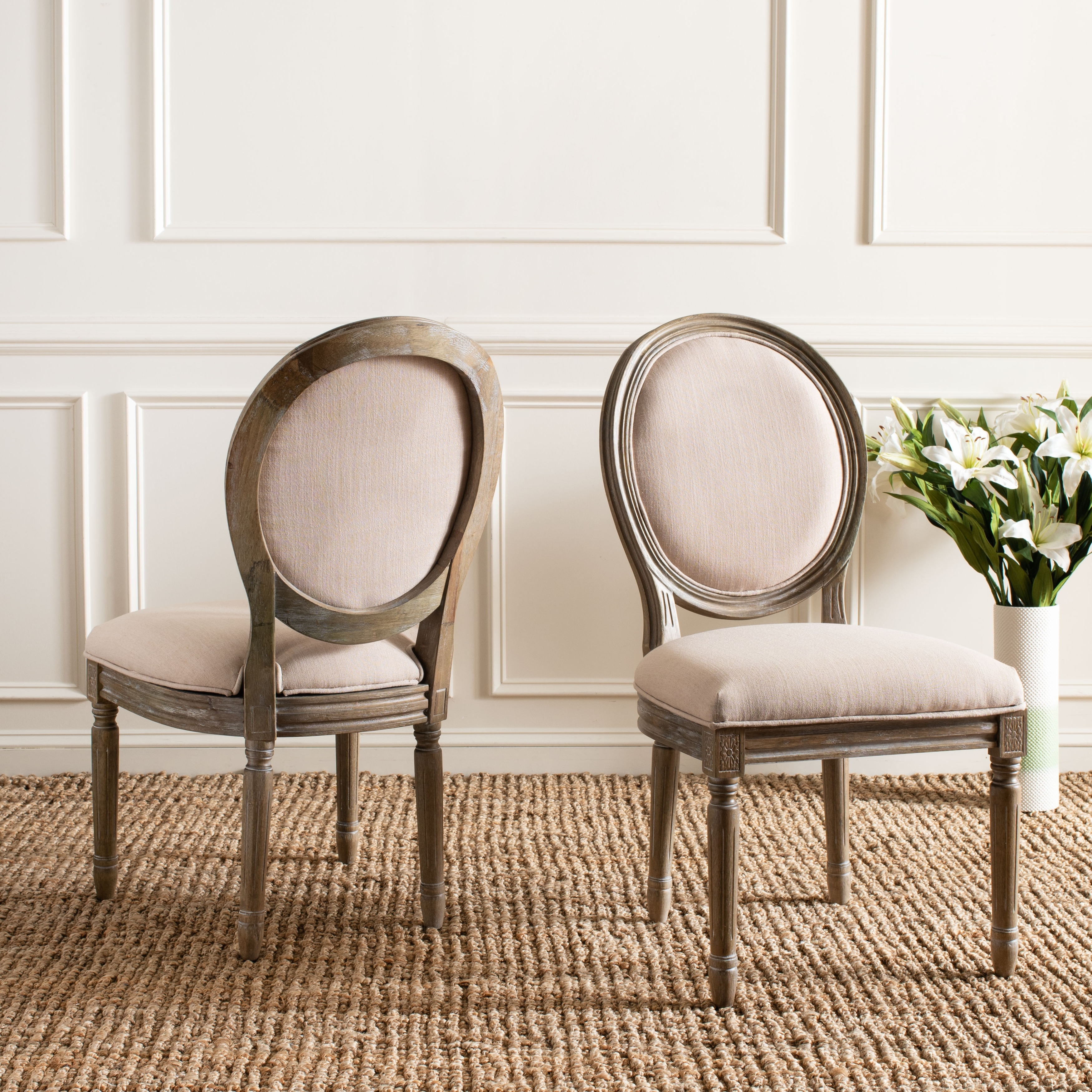 Safavieh Holloway Beige Linen Dining Chair Set of 2