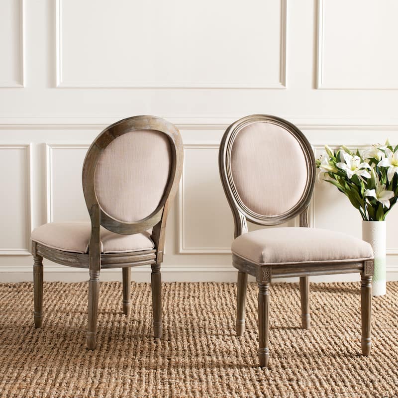 SAFAVIEH Rona Parisian Oval Dining Chair (Set of 2) - 20Wx20Dx39H - Beige/Rustic Oak