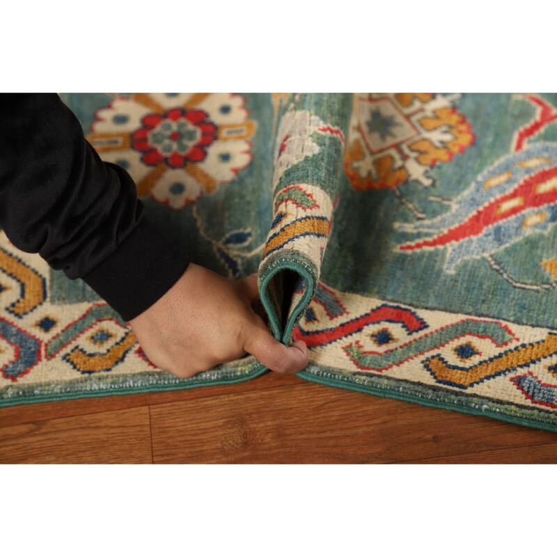 Green Kazak Foyer Rug Handmade Traditional Wool Carpet - 2'0"x 3'0"