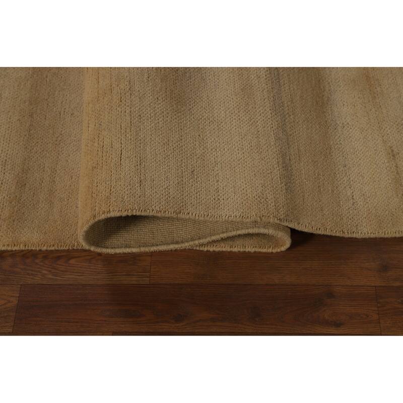 Muted Gold Beige Gabbeh Oriental Area Rug Hand-Knotted Wool Carpet - 6'5" x 9'8"