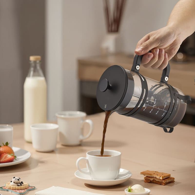 Large 1L Glass French Press for Coffee, Tea, and Cold Brew - 6.69 x 4.13 x 8.46 inch