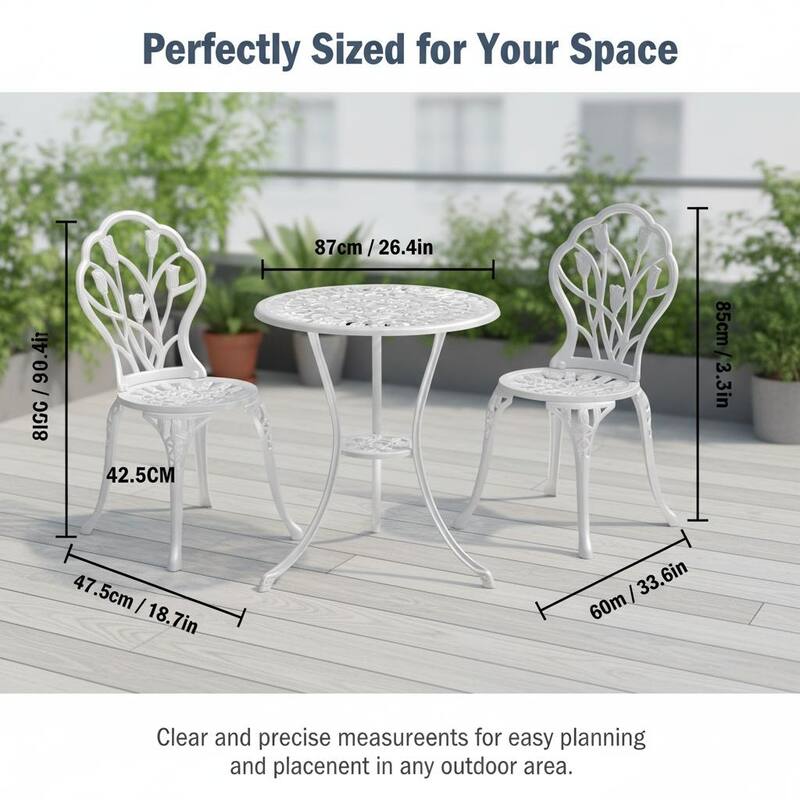 Modern 3-Piece Outdoor Bistro Set with Chairs and Table