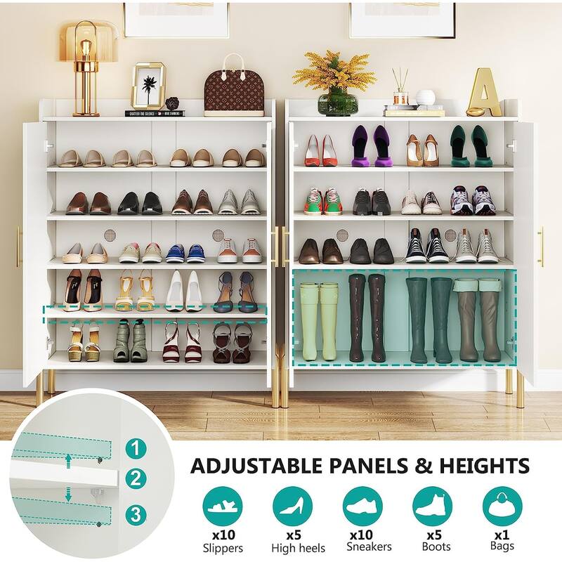 Large Shoe Cabinet, 30 Pairs Entryway Shoe Storage Cabinet with Doors, 6-Tier