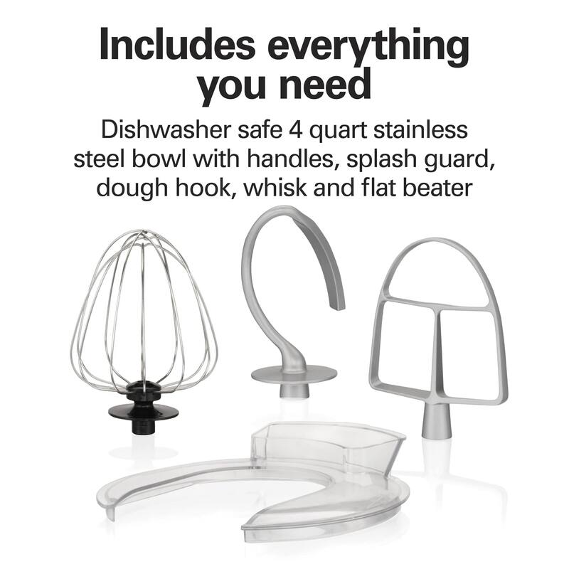 Electric Stand Mixer, 4 Quarts, Dough Hook, Flat Beater Attachments