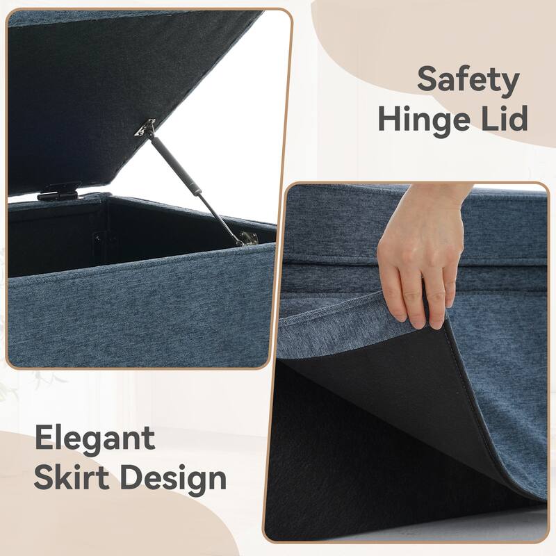 Skirted Rectangular Flip-Top Storage Ottoman