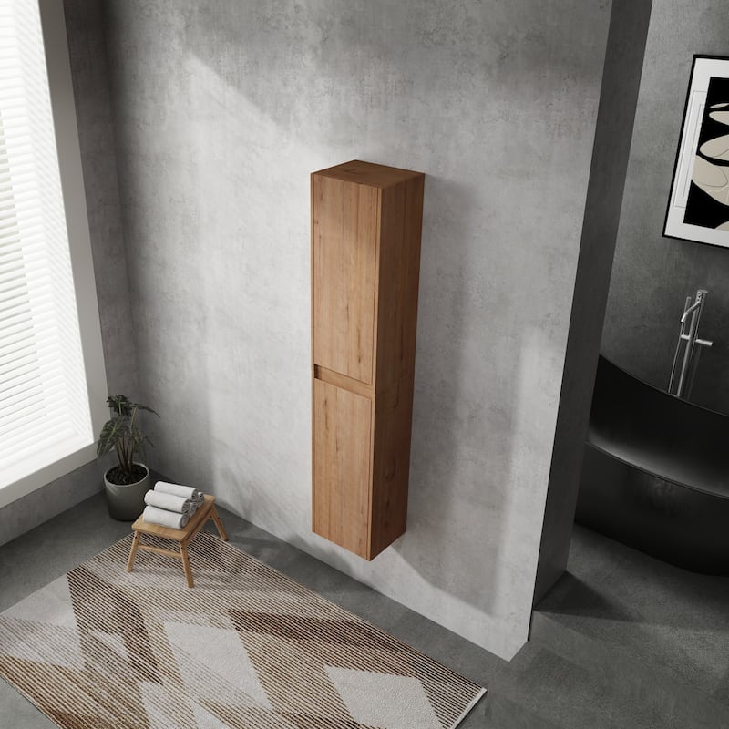 12" Bathroom Side Cabinet, 2-Soft Close Doors, Float Mounting Design,12*2(KD-Packing)