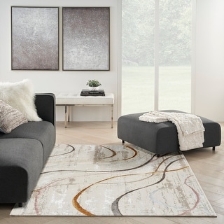 Nourison Glam Indoor Cream/Ivory Abstract Area Rug