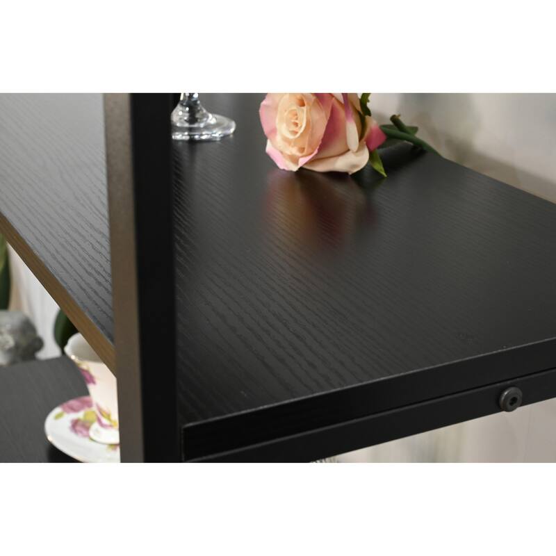 Rattan Cabinet Door Storage Bookshelf, Dual-Function Open Display Shelf with Closed Cabinet for Living Room,Entryway,Bedroom