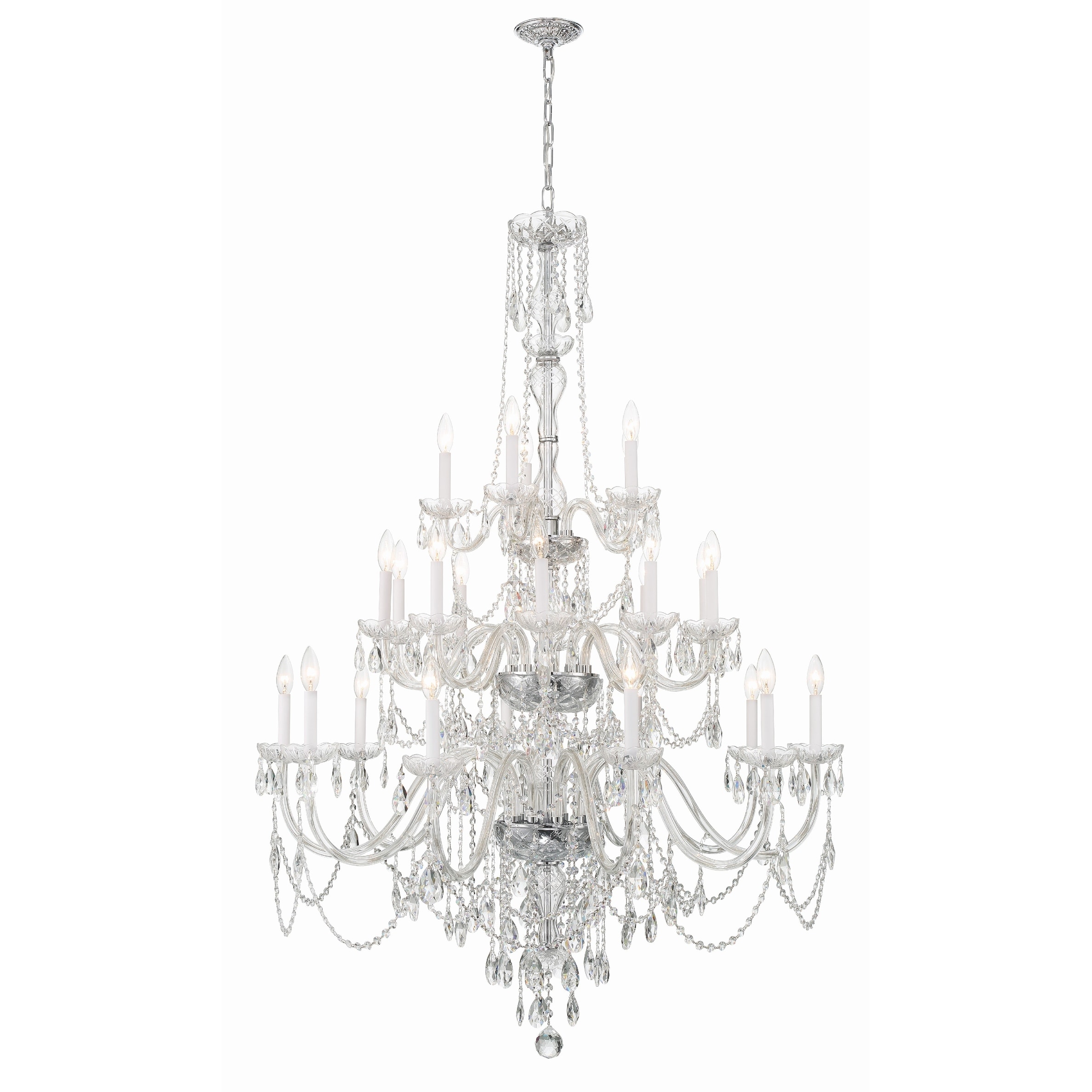 Traditional Crystal 25 Light Polished Chrome Chandelier - 45"W x 61"H