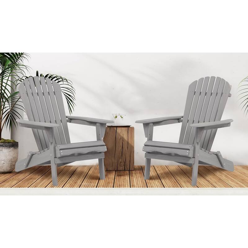 Wooden Folding Adirondack Chair Set of 2 Patio Fire Pit Chairs